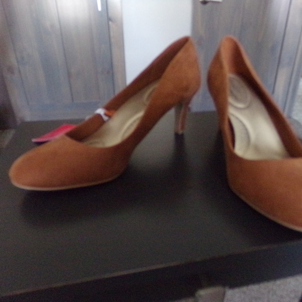 Tan Faux Suede Pumps